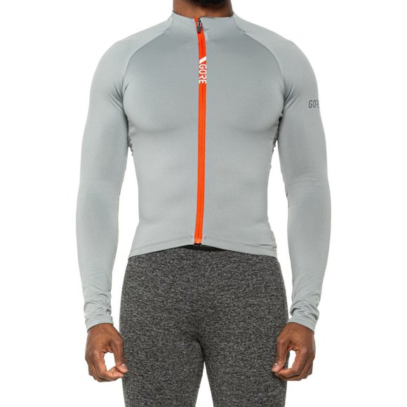 NEW Gorewear C5 Thermo Cycling Jersey - Long Sleeve  Lab Gray/Fireball 263sn - Picture 1 of 2